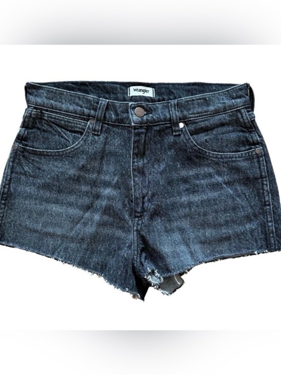 Wrangler Pants - 🔥 WRANGLER High Rise Festival Cut Off Shorts Size 27 Black Wash Raw Hem